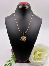 CZ Two Tone Cluster Pendant Set
