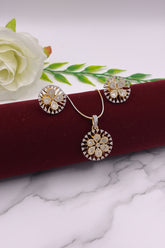 CZ Majestic Floral Pendant Set