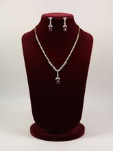CZ Ruby White Delicate Drop Necklace Set