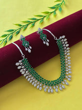 CZ Designer Emerald Green Necklace Set
