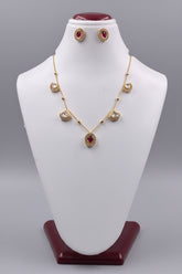 Kundan Ruby Penta Drop Designer Pendant Set