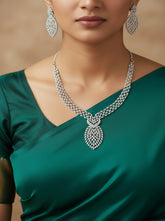 CZ Large Leaf designer Necklace Set