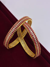 CZ Ruby-White Broad Bangle