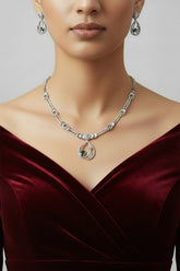 CZ Emerald Drop Necklace Set