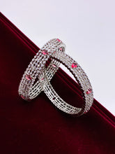 CZ Ruby Silver Tone Splendid Bangle