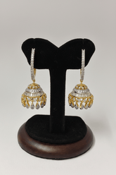CZ Dual Tone Fusion Earring