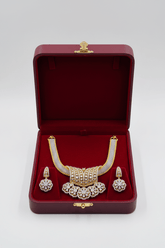 CZ Embellished Floral Pendant Designer Necklace Set