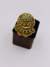 Antique Golden-Green Ghungroo Finger Ring