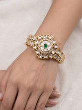 Kundan Green Mother of Pearl Openable Kada