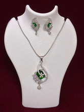 CZ Emerald Green Designer Pendant set