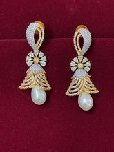 CZ Floral Pearl Drop Jhumka Earring