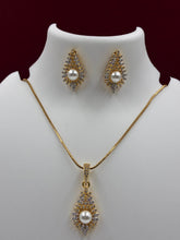 CZ Pearl Designer Chain Pendant set