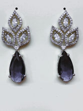 CZ Purple Trio leaves Earrings
