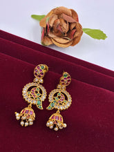 Antique Ruby Green Polki Jhumka Earrings