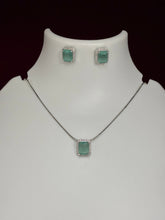 CZ Octangle Pastel Green Pendant Set