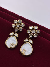 Kundan Floral Mother of Pearl Drop Earrings
