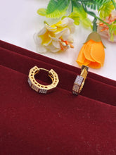 CZ Two Tone Angular Hoop Earrings