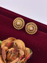 Antique Moti Beautifully Carved Stud Earrings