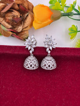 CZ Silver Delicate Jhumki Earrings