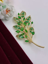 Elegant Green Leaves Brooch