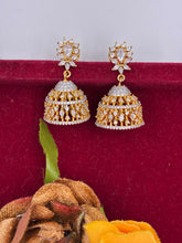 CZ Two Tone Designer Jhumki Earrings