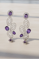 CZ Lavender spiral designer Dangle Earring