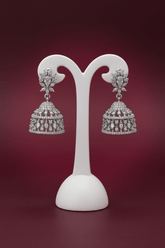 CZ Silver Tone Jhumka Earring