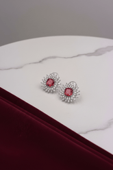 CZ Ruby Ornate Stud Earring