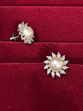 CZ Pearl round sparkling White Stud Earring