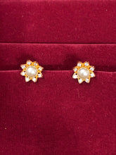CZ Pearl round sparkling Stud Earring