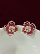 CZ Ruby gold plated designer Stud Earring