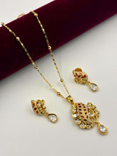 Kundan Ruby Meenakari Pendant Set