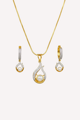 CZ Pearl Designer Pendant Set
