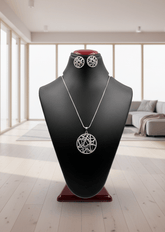 CZ Round Shape Designer Pendant Set