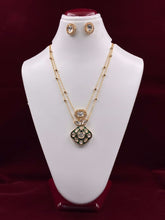 Kundan Green Meenakari Double Chain Pendant Set
