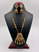 Antique Ruby Green Ghungroo Drop Pendant set