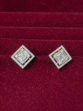 CZ Elegant Dual tone Square Stud