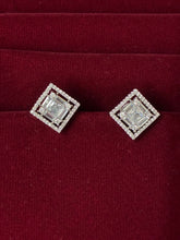 CZ Elegant Silver tone Square Stud