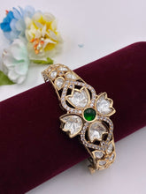 Kundan Green Floral Openable Kada