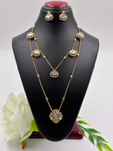 Kundan Twin Chain Floral Pendant Set