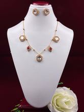 Kundan Ruby Twin Chain Designer Pendant Set