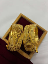 Gold Plated Broad Openable Designer Bangle Set
