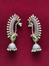 Oxidised Peacock Shaped Jhumka Ear cuffs