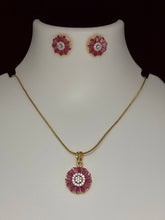 CZ Floret Ruby Pendant Set