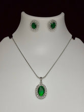 CZ Empress Emerald Pendant Set