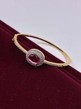 CZ Ruby oval shape delicate Kada