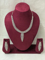 CZ Sparkling Drop Leaf Necklace Set