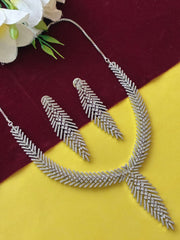 CZ Sparkling Drop Leaf Necklace Set