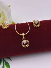 CZ Circular Drop Pendant Set