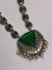 Oxidised Ethnic Green Necklace set